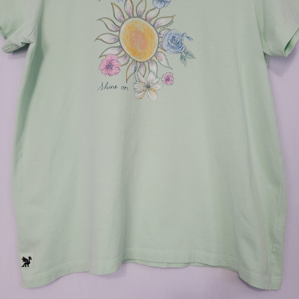 Life Is Good Crusher Short Sleeve Crew Neck T-shirt women's L Floral 'Shine On' - Picture 4 of 7